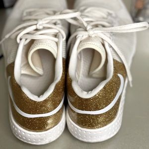 Nike gold glitter and off white sneakers